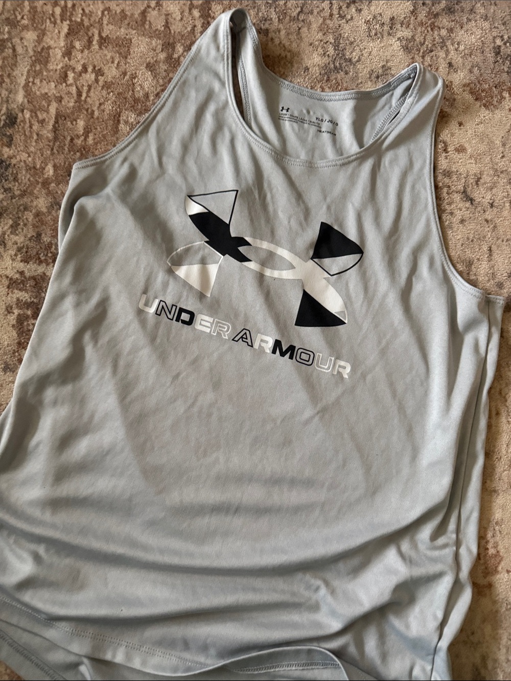Under Armour Men’s Light Gray Performance Tank with Black Logo